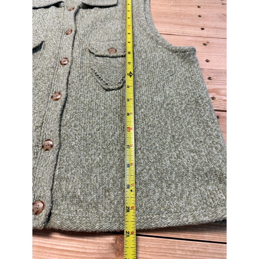 VTG Liz Claiborne Womens Knit Vest Olive Green Button Front Pockets Size S - Picture 6 of 6